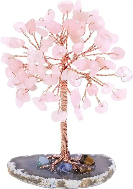 Amethyst Crystal Tree of Life on Natural Agate Slice Base