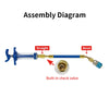 Assembly diagram showing a straight and bend section of an air conditioning oil and dye injector with a built-in check valve.