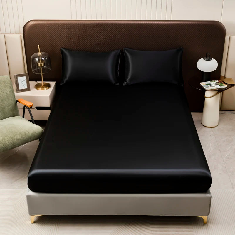 Luxury Satin Bedding Set with Fitted Sheet and Pillowcases