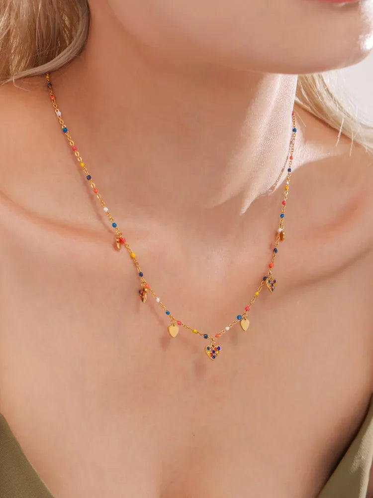 Heart Charm Stainless Steel Jewelry Set