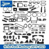 A collection of carbon fiber grain decorative trim pieces for a Ford Mustang 2015-2023 vehicle.
