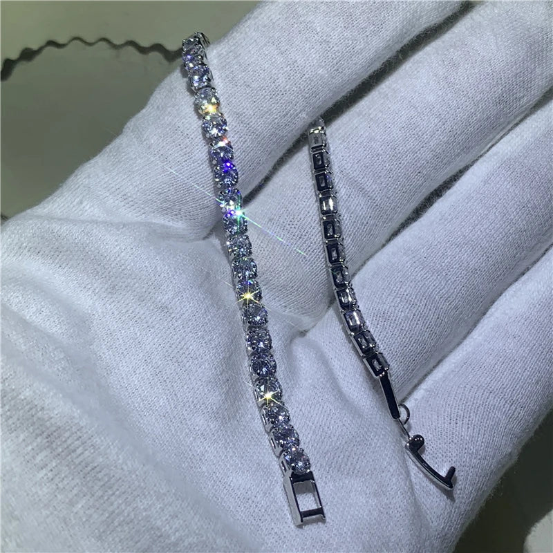 Elegant 925 Sterling Silver Tennis Bracelet with Cubic Zirconia