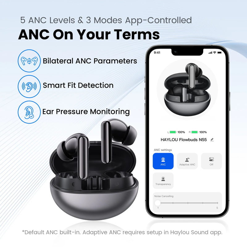 Flowbuds N55 Wireless Earbuds with Adaptive ANC