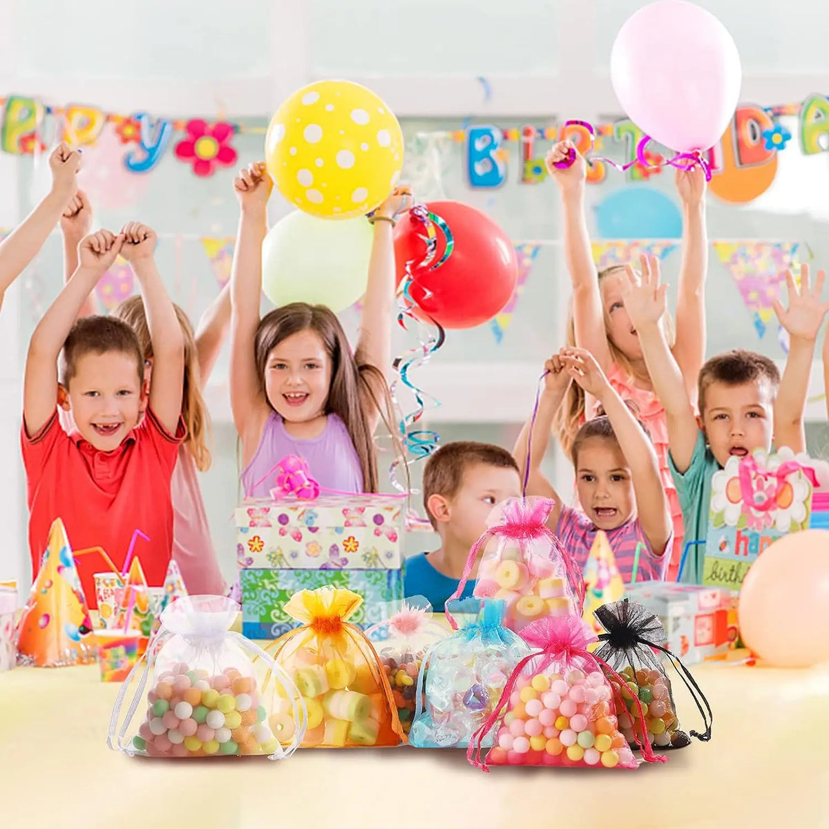 Sheer Organza Drawstring Gift Bags (Set of 100)