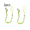 Two bright lime green bungee tethers with carabiner hooks