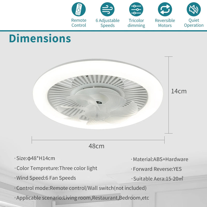 Modern LED Ceiling Fan with Remote Control