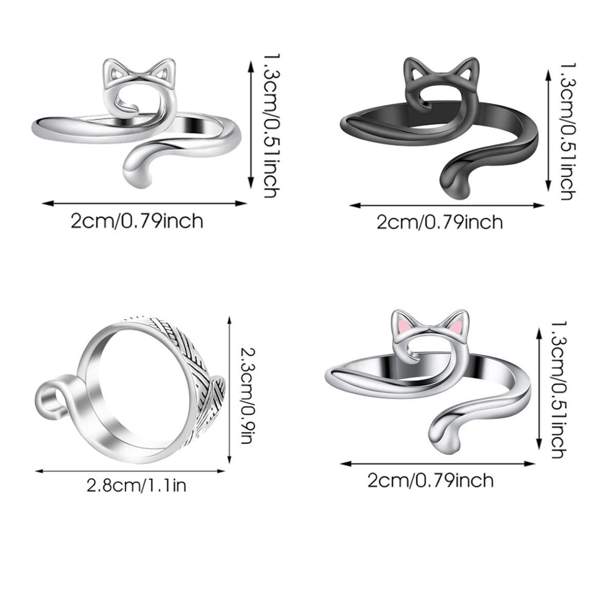 Adjustable Knitting Crochet Loop Rings (Set of 2)
