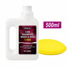 A white plastic bottle of Redecas Car Shampoo Wash & Wax 1:500 soap with a yellow cap and a yellow foam disc.