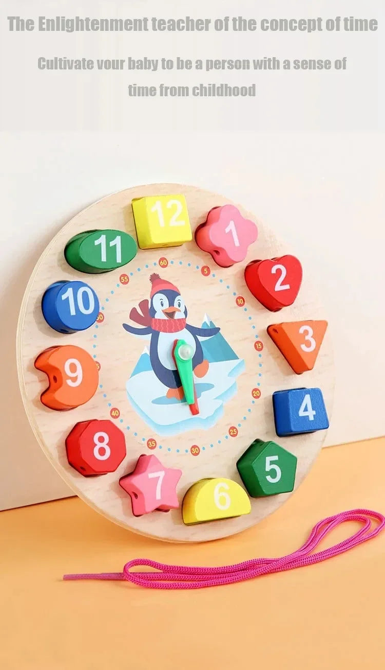 Wooden Shape & Number Sorting Clock Puzzle for Early Learning