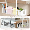 White clamp-on desk tray for cable management used in company workstations and working from home setups