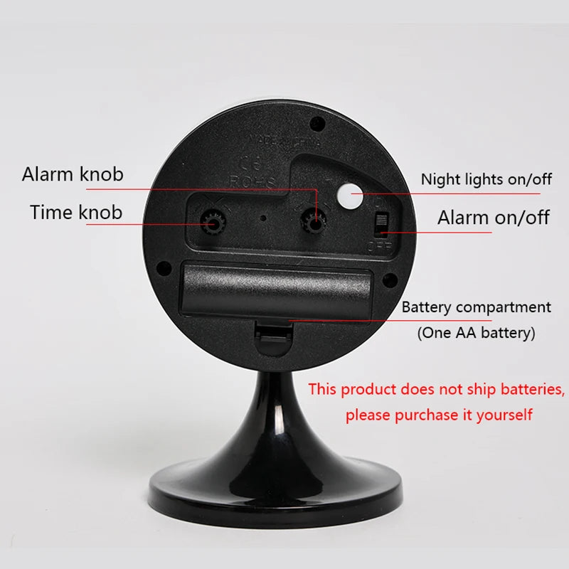 Nordic Metal Round Alarm Clock with Silent Movement and Nightlight