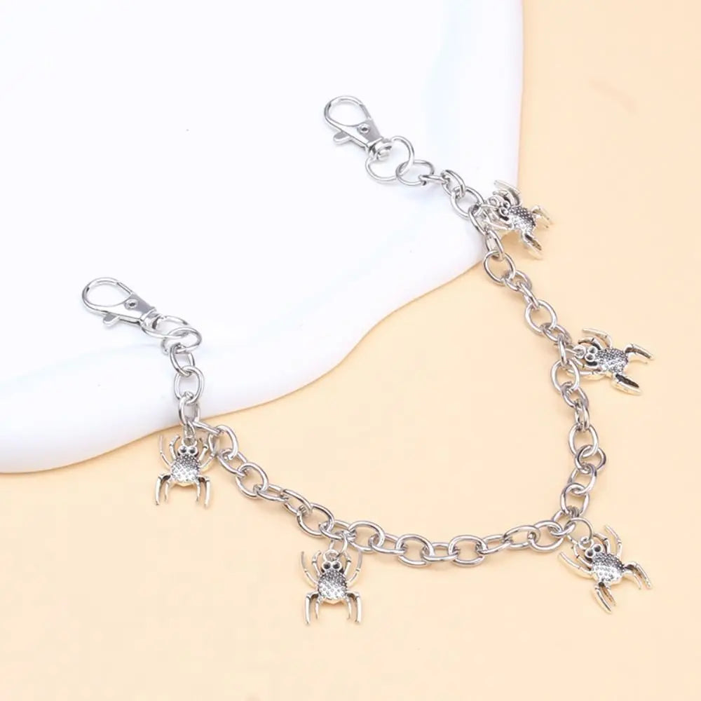 Silver metal chain strap with small animal charms for handbags