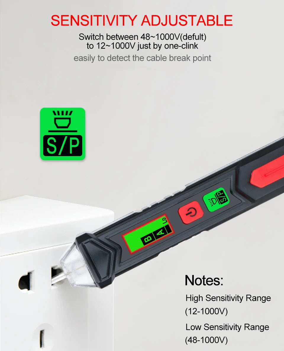 Non-Contact Voltage Tester Pen (12–1000V AC)