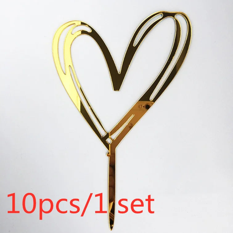 Gold Acrylic Happy Birthday Cake Toppers (Set of 10)