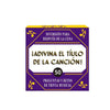 A purple box for a trivia game titled ¡Adivina el título de la canción! featuring musical symbols.