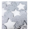 Gray and white plush fabric with a star pattern used for a pet sleeping mat