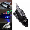 A wind-powered LED antenna light for vehicles shown in various angles and colors.