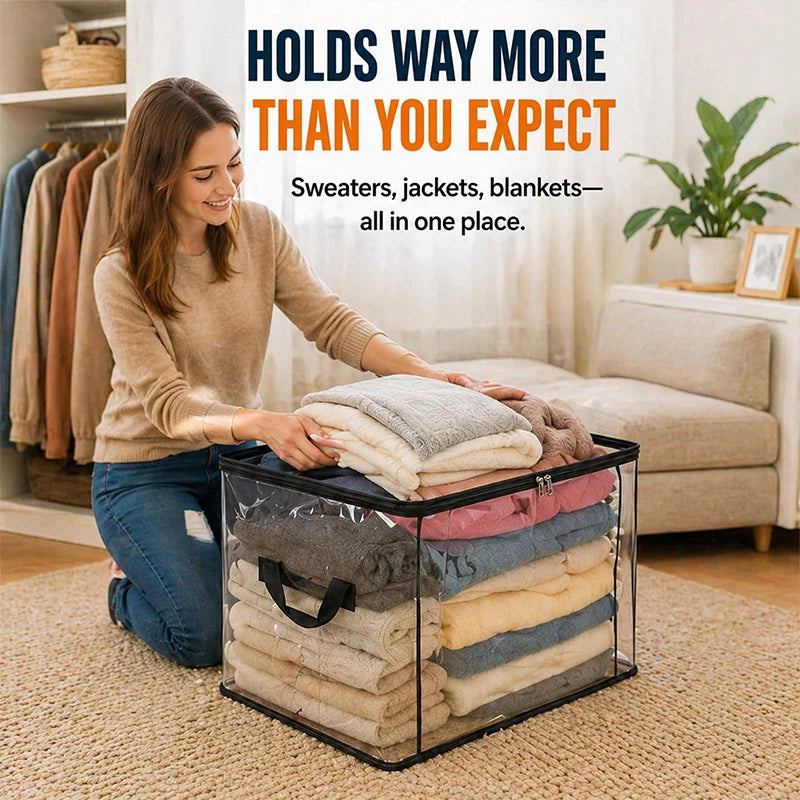 Large Clear PVC Storage Box with Hinged Lid