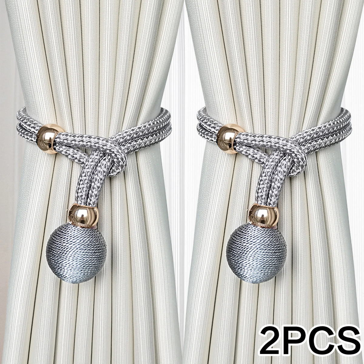 Adjustable French Ball Curtain Tiebacks (Set of 2)