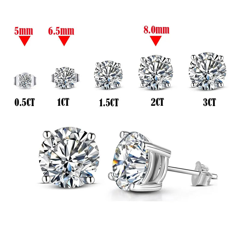 8mm D-Color Moissanite Stud Earrings in 925 Sterling Silver