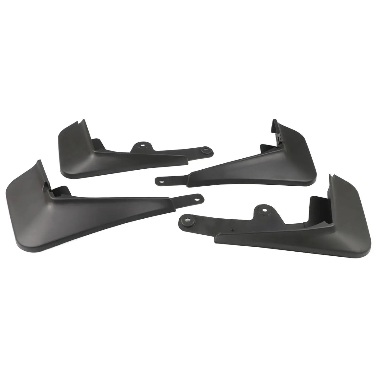 Set of black front and rear mud flaps for a Mazda CX-30, including splash guards.