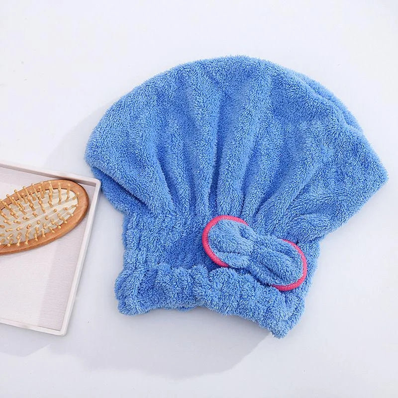 Quick-Dry Microfiber Shower Cap with Bowtie Detail