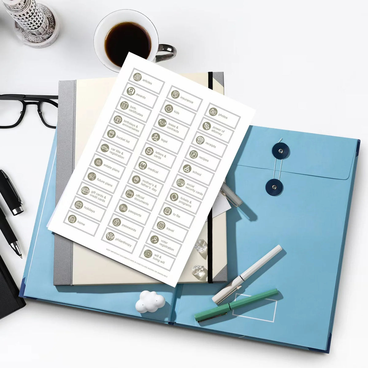 Emergency Preparedness Document Organizer with Accordion Pockets