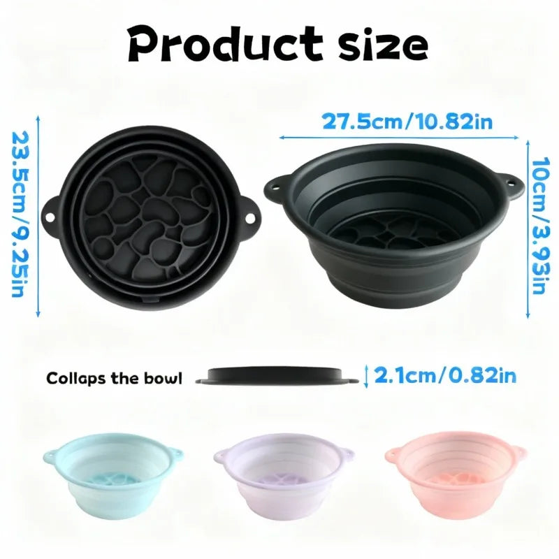 Black silicone ice bath and facial massage bowl with various sizes shown.