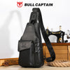 Men's Genuine Leather Sling Backpack with USB Charging Port