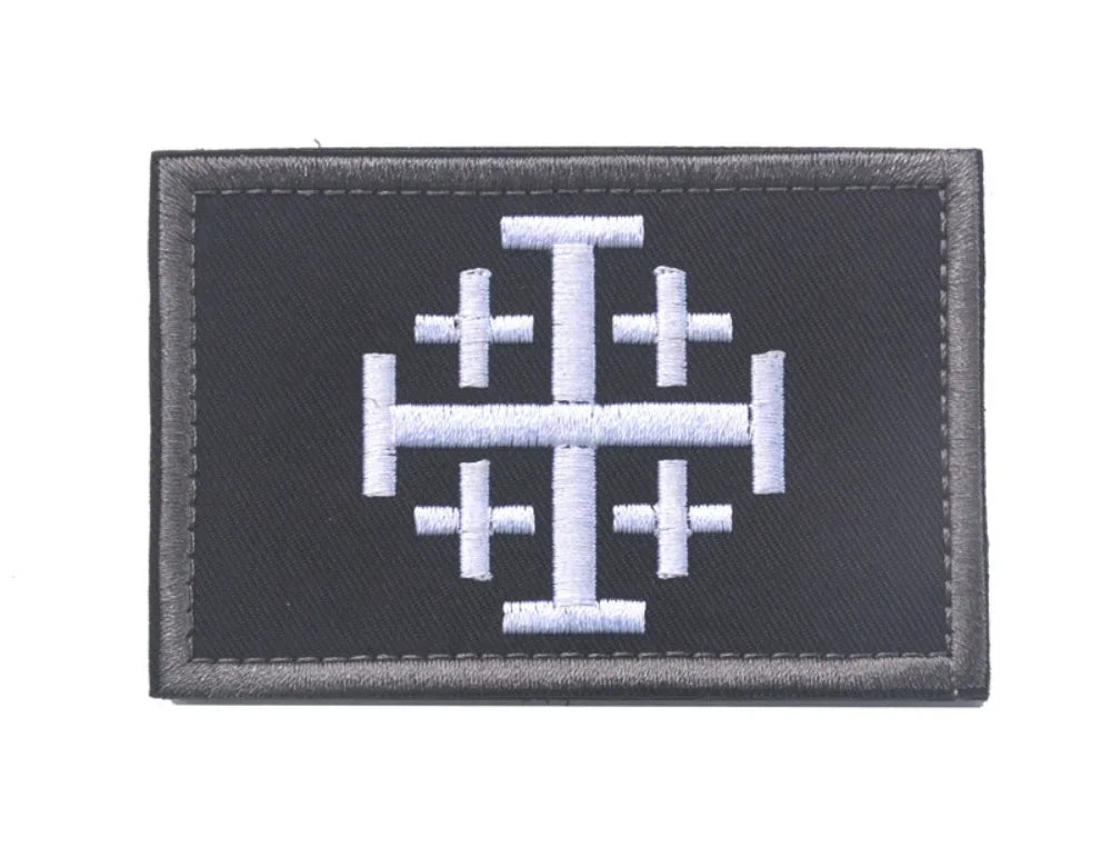 Embroidered Crusader Cross Tactical Patch with Hook and Loop Backing
