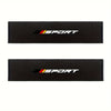 Two black soft car seat belt cushion sets featuring the SPORT logo in yellow and red.