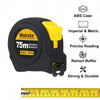 Black Makote professional measuring tape with yellow lock and dual imperial and metric scales