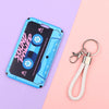 Retro Cassette Tape Card Holder with Keychain