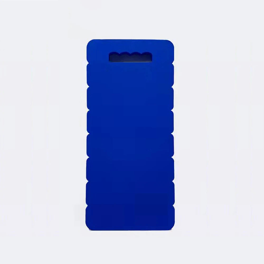 A royal blue high-density foam kneeling pad with a handle for gardening, yoga, and work.