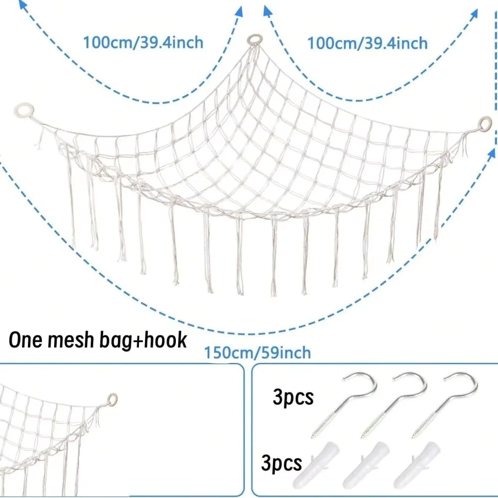 Macrame Toy Hammock for Corner Storage and Wall Decor