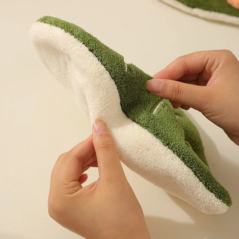 Leaf-Print Absorbent Hand Towel with Hanging Loop