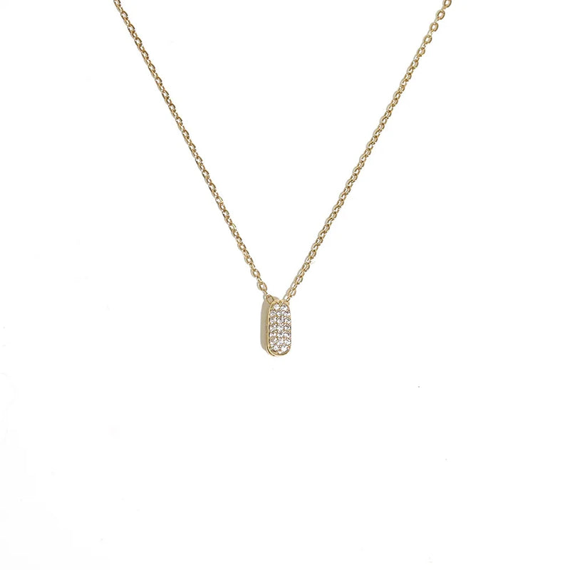 Initial Letter Pendant Necklace with Cubic Zirconia