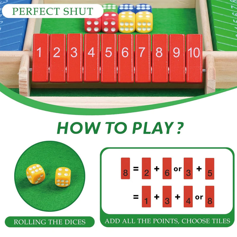 Classic Wooden Shut The Box Dice Game