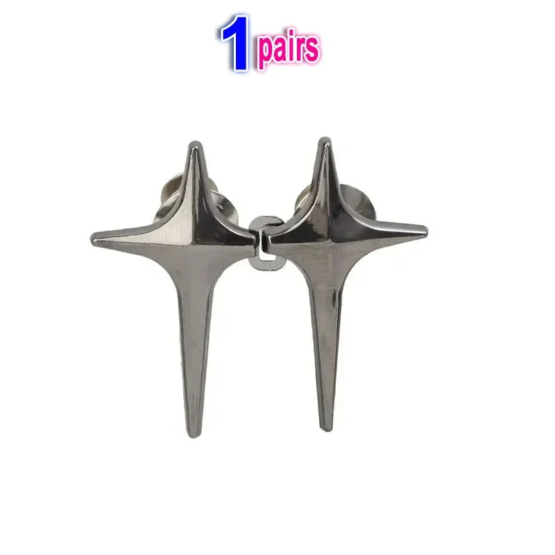 One pair of silver Y2K star waist tightener clips for jeans.