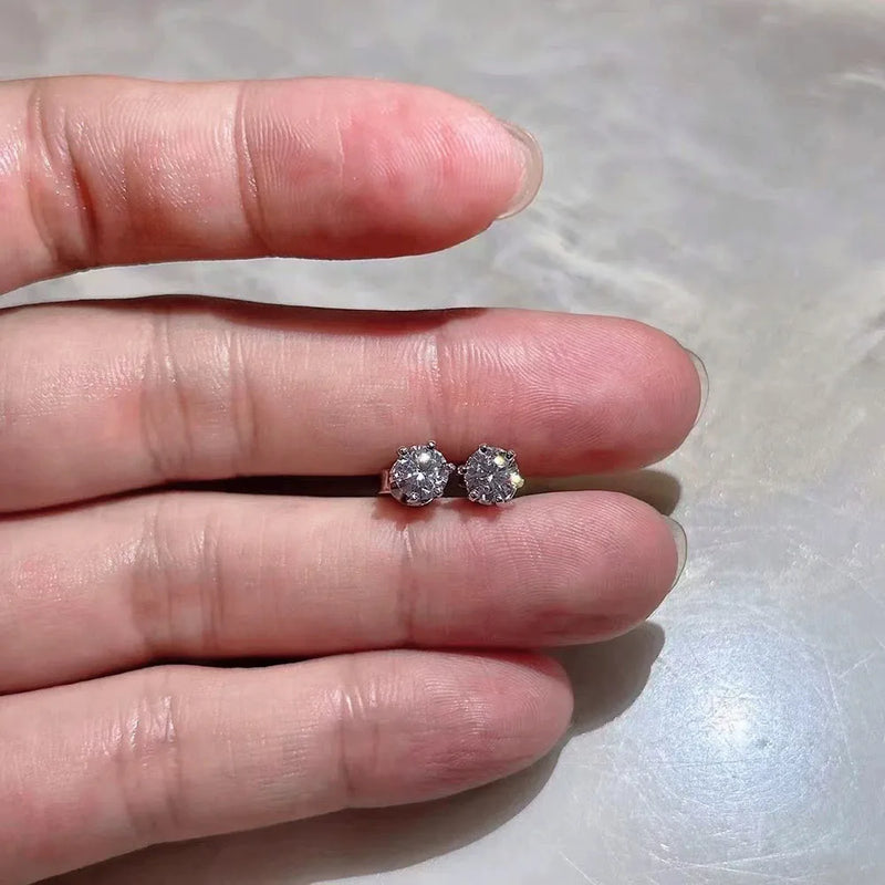 Round Moissanite Stud Earrings in Sterling Silver