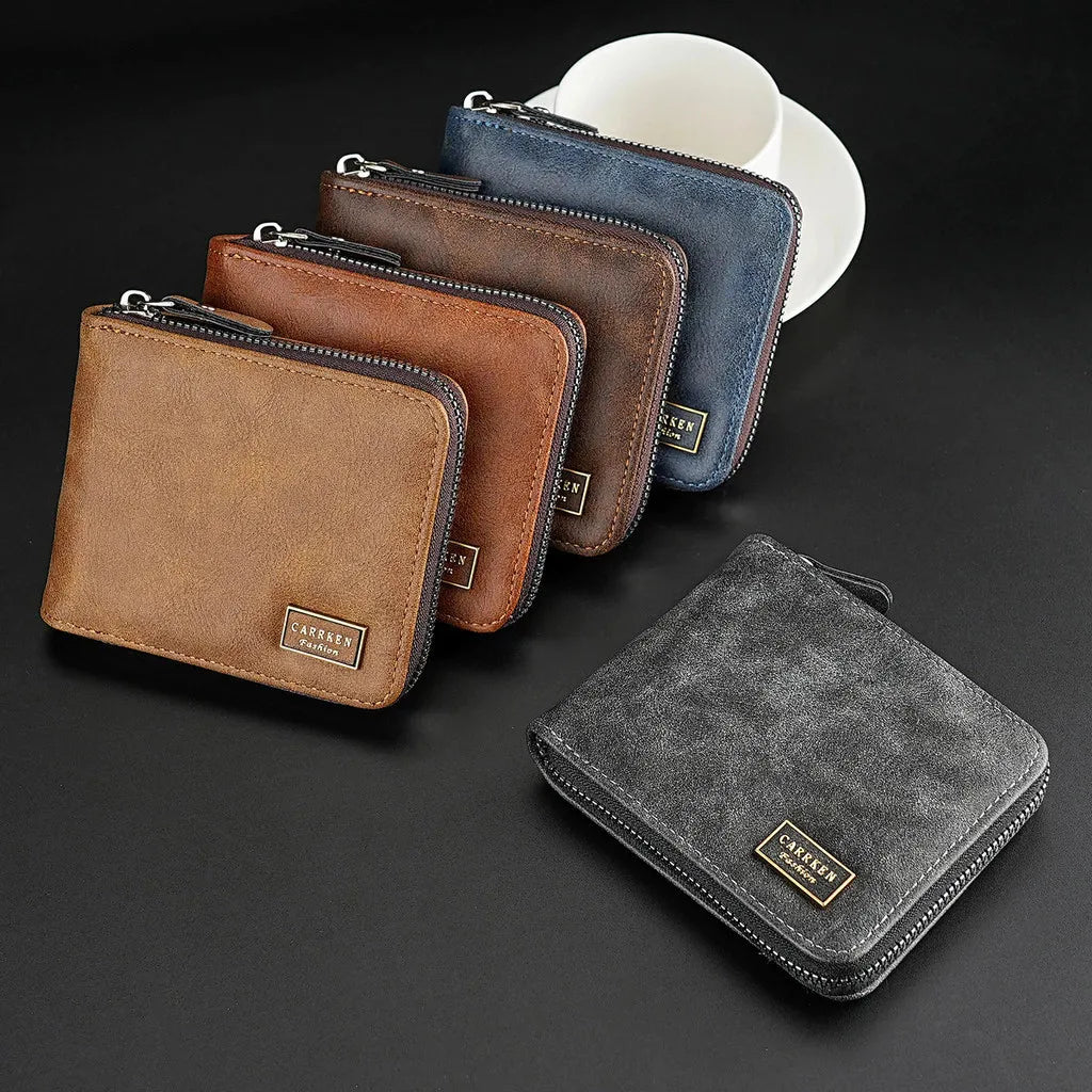 Personalized Engraved Leather Wallet for Men with Coin Pocket