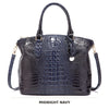 Vintage Croc-Embossed Structured Satchel Handbag