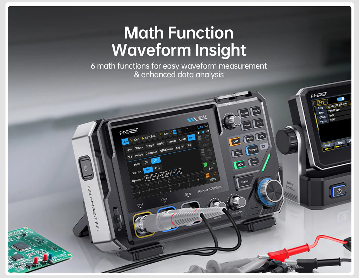 FNIRSI 2D15P math function waveform insight oscilloscope and multimeter device with cables