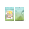 Two light green gradient resealable zipper pouches with clear windows, one containing a yellow necklace.