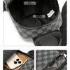 Men's Waterproof PU Leather Crossbody Bag with Geometric Pattern