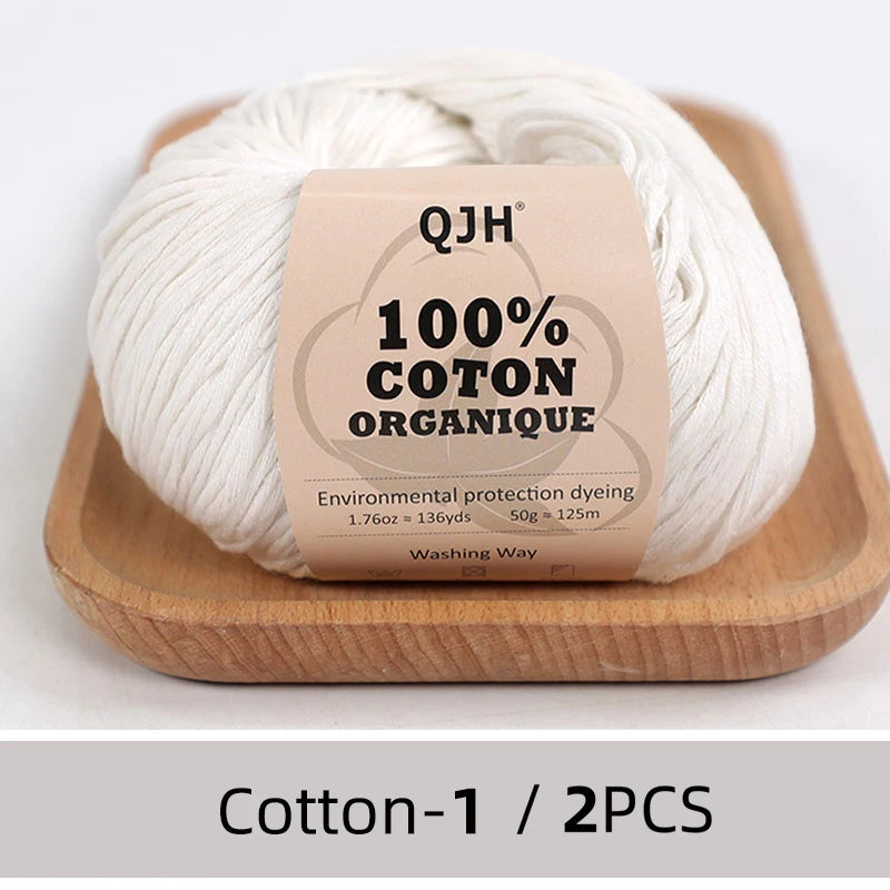 100% Organic Cotton Yarn for Knitting and Crocheting (2-Pack)