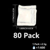 A package of 80 packs of portable toilet absorbent powder, white in color.
