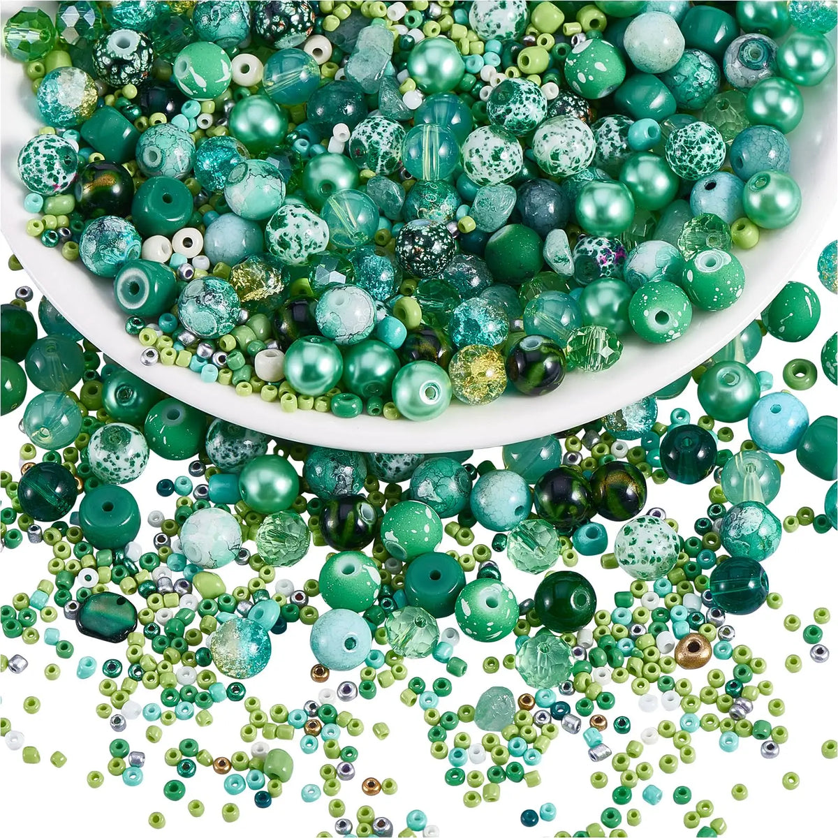 Mixed Size Green Czech Glass Seed Beads for Jewelry Making
