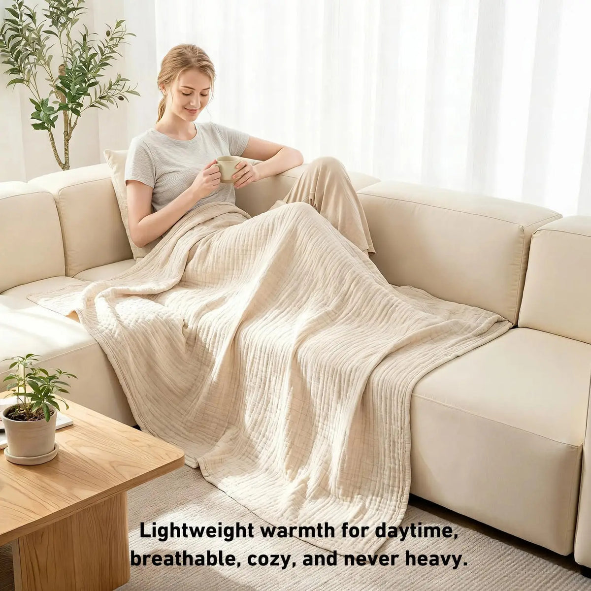 6-Layer Cotton Muslin Blanket – Lightweight & Breathable for All-Season Comfort