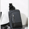 Men's Waterproof PU Leather Crossbody Bag with Geometric Pattern